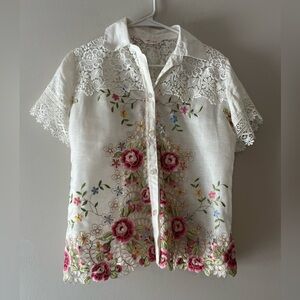 Floral Embroidered Lace Blouse